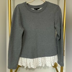 Banana Republic Gray Elevated Sweatshirt with Eyelet Hem Size Small